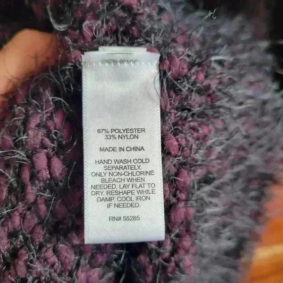 BRAND NEW Express Fuzzy Sweater S/P Color Black Purple Long Sleeve Soft Comfy - Picture 3 of 6